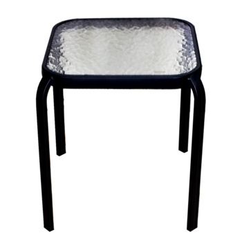Mesa auxiliar cuadrada vidrio y acero