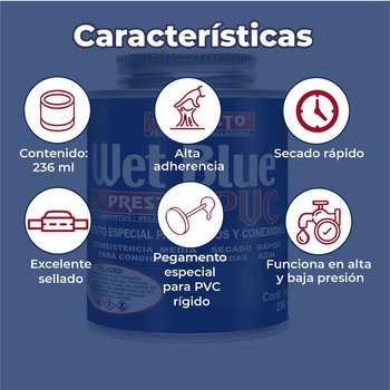 Pegamento Para PVC Presto Wet Blue 236 ML