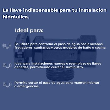 Llave Angular Cromada 013 x 013 mm ½ x ½ Rugo