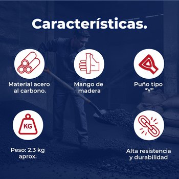 Pala Carbonera Puño "Y", Mango Largo Truper 12¼ x 22¾ pulg