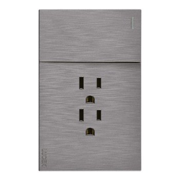 Placa 1 Apagador Sencillo 2 Contactos Lucek Flat Plata