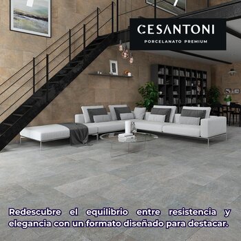 Piso Tipo Piedra Gaudi Gris Cesantoni 45x90 cm Rectificado