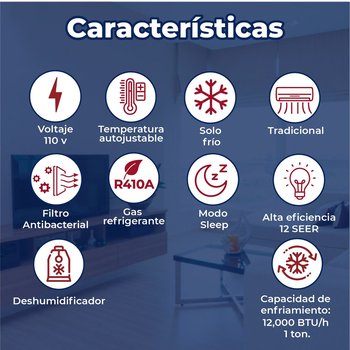 Aire Acondicionado Minisplit 1 Tonelada Solo Frio 110V Life 12