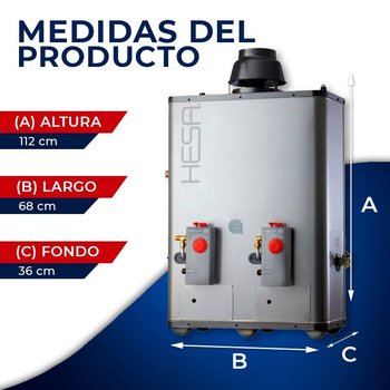 Calentador de Paso Hesa Rápida Recuperación Gas Lp 20 l