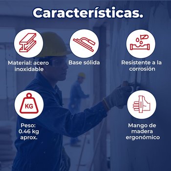 Llana 14" Canto Recto 10 remaches Mango de Madera Truper