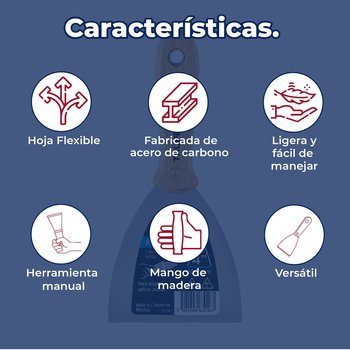 Espátula flexible 4" pulgadas con mango de madera Truper