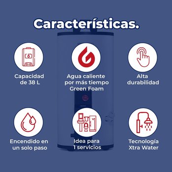 Calentador Deposito Maximus Calorex 38 L Gas LP 1 Baño