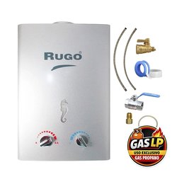Calentador Paso 8 L Rugo Gas LP Incluye Kit de Instalación