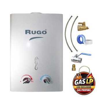 Calentador Paso 8 L Rugo Gas LP Incluye Kit de Instalación
