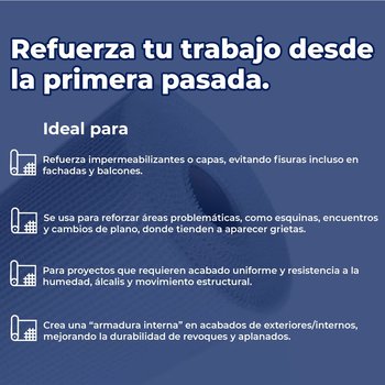 Malla Fibra de Vidrio Ligera Auto adherible 92CM X 46M