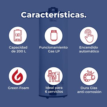 Calentador de Depósito Calorex Maximus 200 L Gas LP