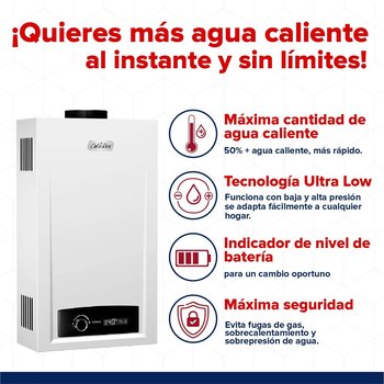 Calentador de Paso Instantáneo Calorex Gas LP 7 L