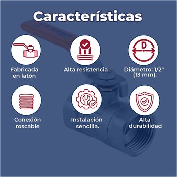 Válvula Esfera Roscable 013 mm 1/2 Urrea instalaciones de agua