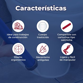 Pistola Para Silicón Tipo Salchicha Translúcida Azul Industrial