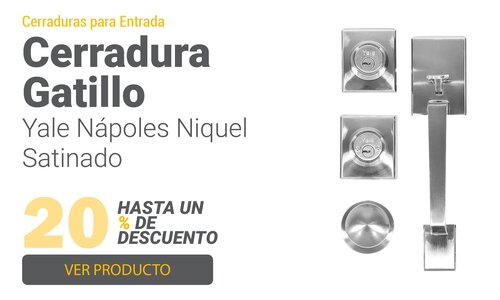 Cerradura Entrada Gatillo Yale Nápoles Niquel Satinado