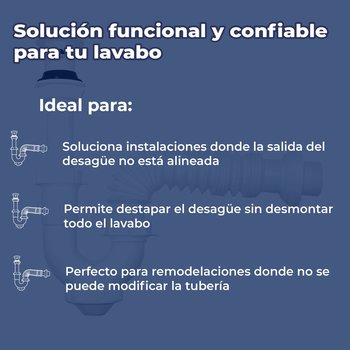Trampa Para Lavabo PVC Flexible con Contra Tipo P