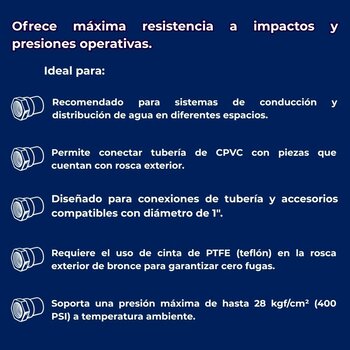 Conector CPVC Rosca Interior 25 mm 1 pulg