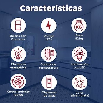 Refrigerador 9 pies silver 2 puertas