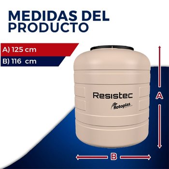 Tinaco multicapa beige resistec rotoplas 1100 LTS 1.16X1.25