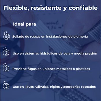 Cinta Teflón 13 MM 1/2 X 6.60 M Sellado Superior Fluidmaster