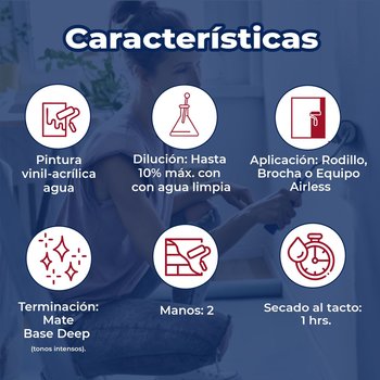 Pintura Vinil Acrlica Mate Professional Deep 19 L