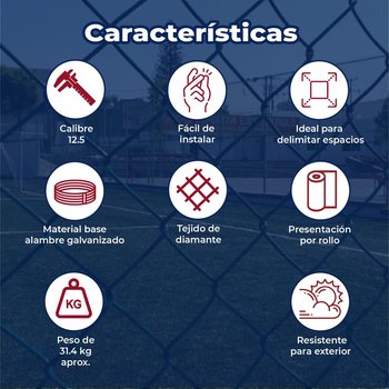 Malla Ciclónica Forrada DeAcero 1.75 x 20 M Calibre 12.5