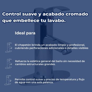 Llave Monomando Para Lavabo Rugo Con Chapetón 23MTC