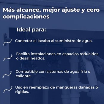 Manguera Para Lavabo Coflex Flexible Inox ½ x ½ pulg x 55 cm