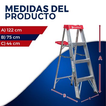 Escalera Tijera Aluminio Cuprum 3 Peldaños