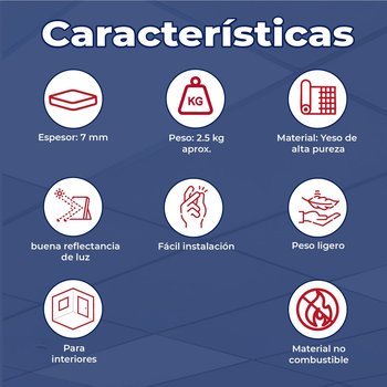 Plafón Yeso Clean Rey 7MM 0.61 X 0.61 M (8 PZA)