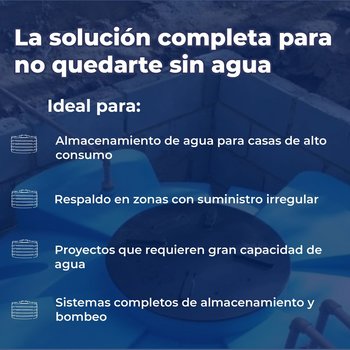 Cisterna Equipada Iusa 10,000 L 2.20 X 2.86 Azul