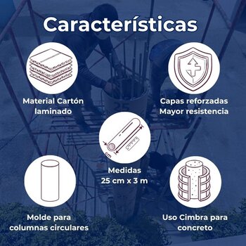 Tubo para Cimbra de Cartón 25 cm x 3 m