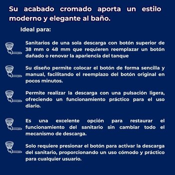 Botón Cromado de Descarga Sencilla Para WC Fluidmaster