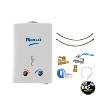 Calentador Paso 12 L Rugo Gas Natural Incluye Kit de Instalación