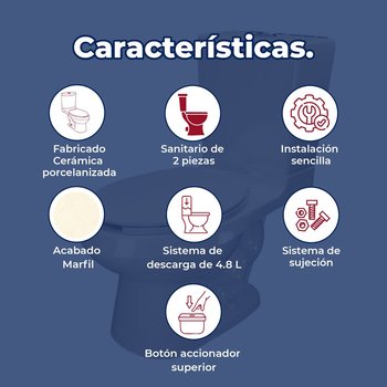 Sanitario WC Alargado Marfil Helvex 4.8 L Bolmen16