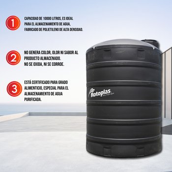 Tanque Agua Rotoplas Estándar Negro 10000 l