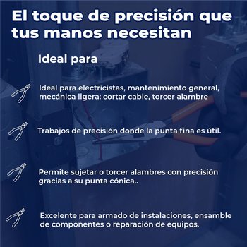 Pinza de punta y corte 8" mango de PVC Truper