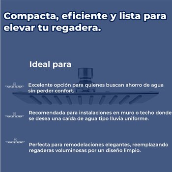 Regadera 8" x 8 de Chorro Fijo Helvex Cuadrada UltraPlana H-3009