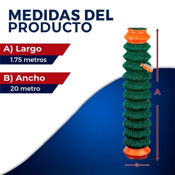 Malla Ciclónica Forrada DeAcero 1.75 x 20 M Calibre 12.5