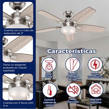 Ventilador Antero Niquel 46 pulg Hunter