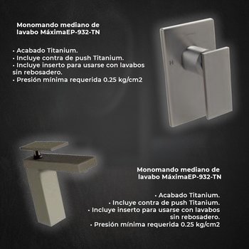 Paquete Griferia Titanium y WC one piece Helvex