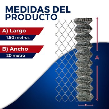 Malla Ciclónica Galvanizada DeAcero 1.50 x 20 M Calibre 13