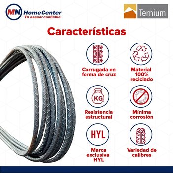 VARILLA DOBLADA TERNIUM #3 3/8X12 M AR-42
