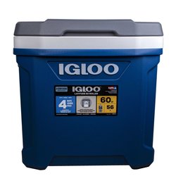 Hielera Latitude 60 Roller Igloo 94 latas c/ruedas gris y azul
