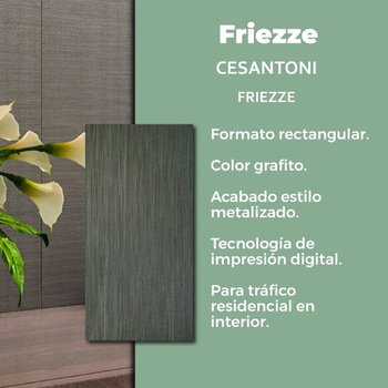Piso Friezze Grafito Cesantoni 29.5x58 cm Rectificado