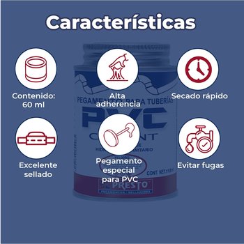 Pegamento PVC Presto 60 ml 1/16 l