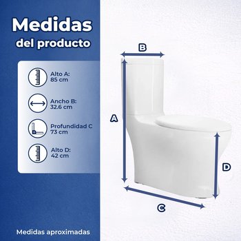 Sanitario WC dos piezas Miura Alargado Helvex 4.8 L