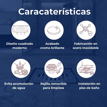 Rebosadero de Rejilla Cuadrada Helvex Para Baño 342-C