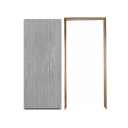 Paq Puerta Tambor Gris Oxford 90X2.13 MT Con Marco Pino Natural