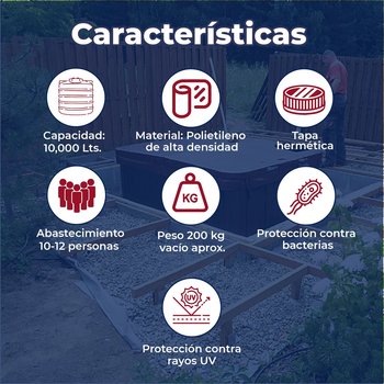 Cisterna Sin Equipo 10,000 L Rotoplas 2.38 X 2.43 M